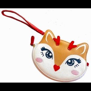 Betsy Johnson Reindeer Holiday Wristlet NWOT